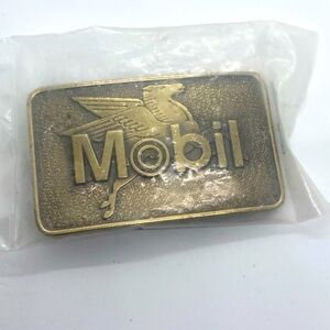 Vtg 70s Mobil Pegasus Limited Edition Solid Brass Belt Buckle New Condition